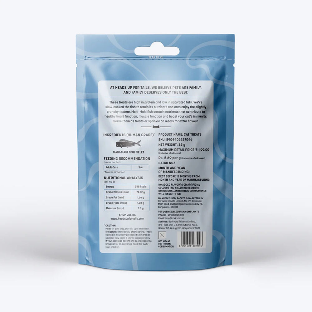 HUFT Mahi Mahi Fish Crunchies Chew Cat Treats — back view