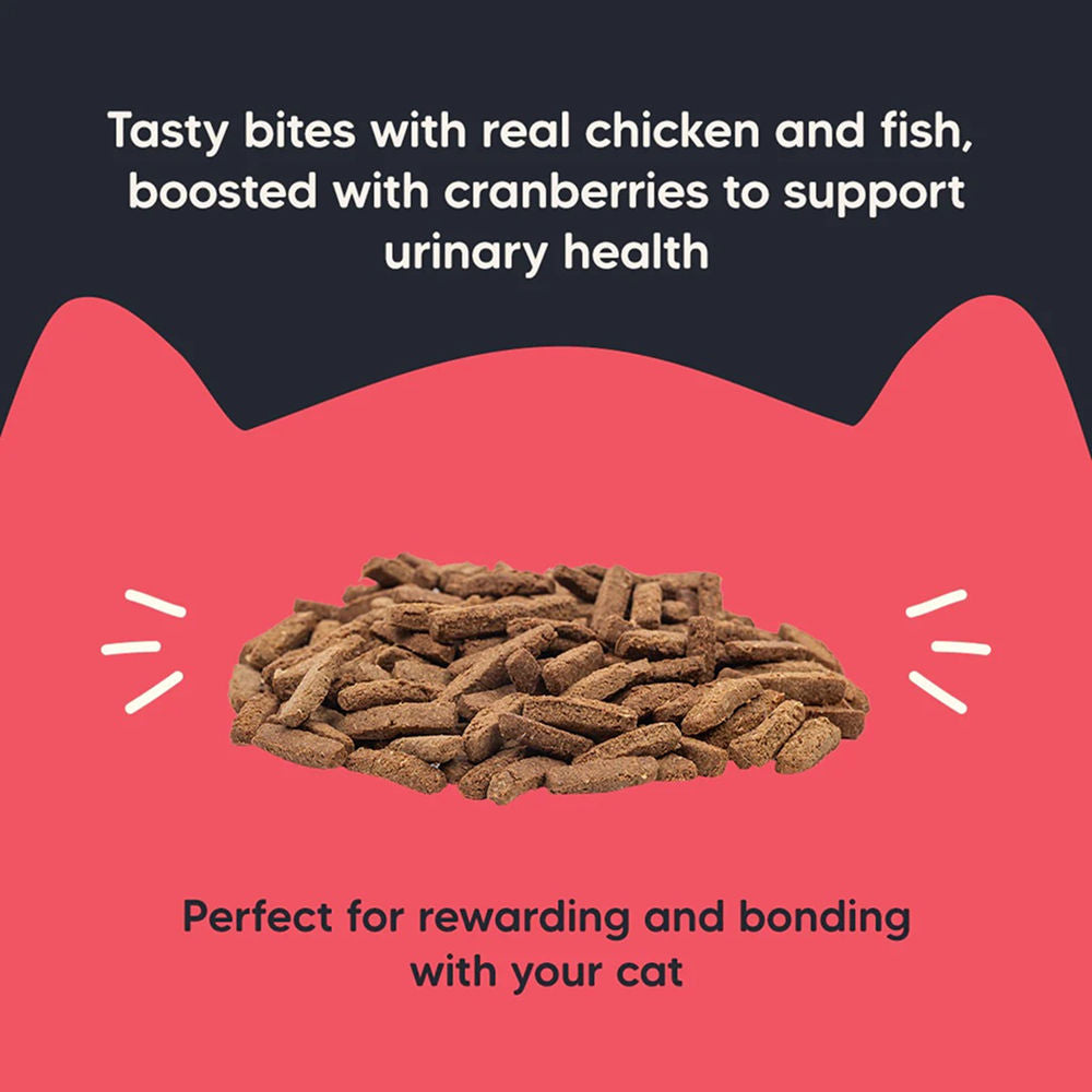 HUFT Meowsi Grain Free Chicken, Fish & Cranberry Power Bites Cat Treats — side view
