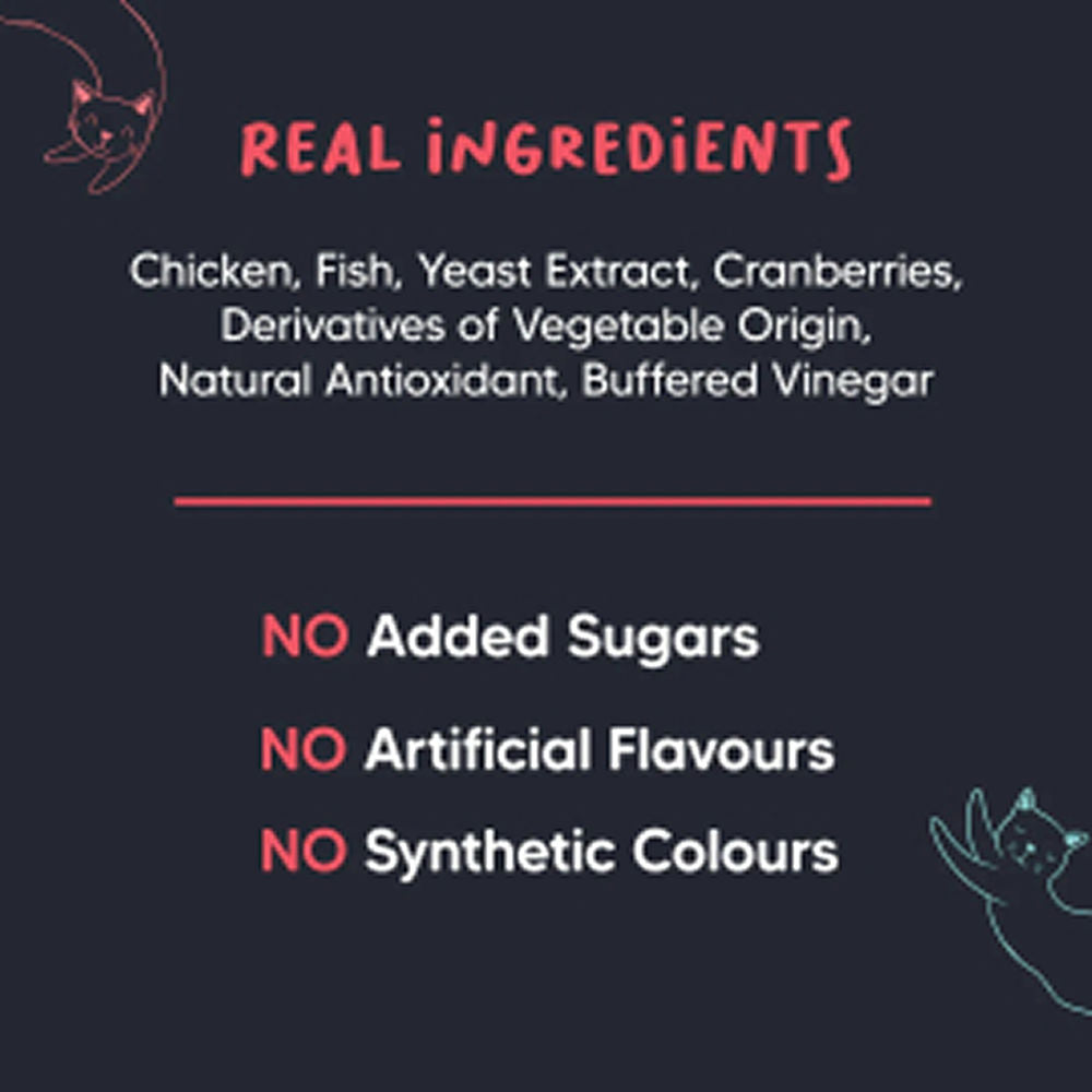 HUFT Meowsi Grain Free Chicken, Fish & Cranberry Power Bites Cat Treats — back view