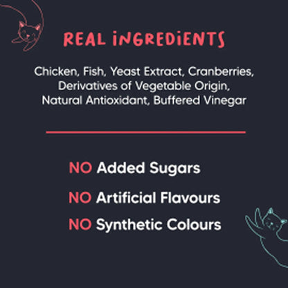 HUFT Meowsi Grain Free Chicken, Fish & Cranberry Power Bites Cat Treats — back view