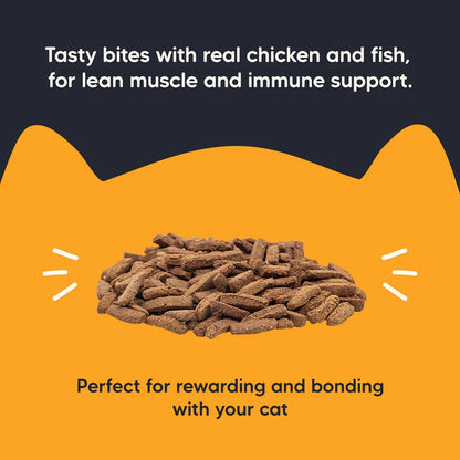 HUFT Meowsi Grain Free Chicken & Fish Power Bites Cat Treats — side view