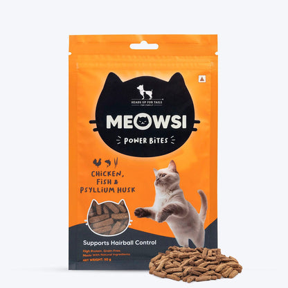 Huft Meowsi Grain Free Chicken Fish Psyllium Husk Power Bites Cat Treats