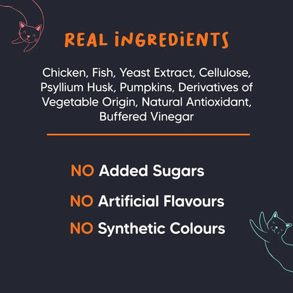 HUFT Meowsi Grain Free Chicken, Fish & Psyllium Husk Power Bites Cat Treats — back view