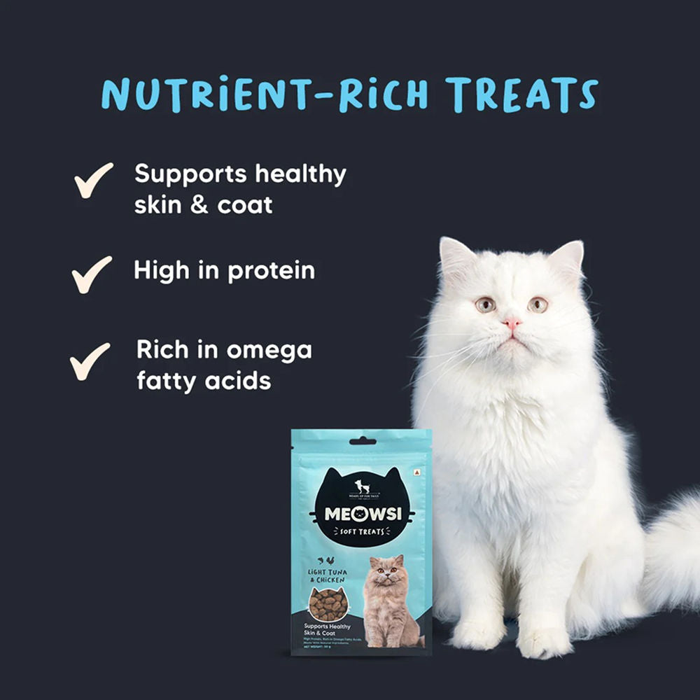 HUFT Meowsi Light Tuna & Chicken Soft Cat Treats — detail shot