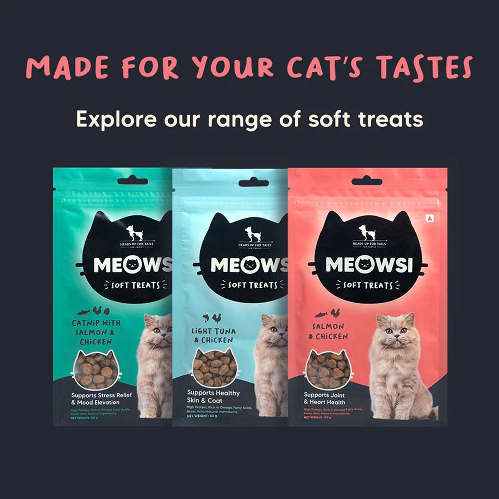 HUFT Meowsi Salmon & Chicken Soft Cat Treats — in use