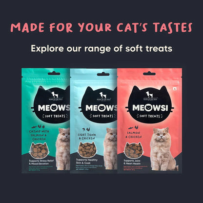 HUFT Meowsi Salmon & Chicken Soft Cat Treats — in use
