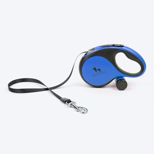 Huft Retractable Leash With Poop Bag Dispenser For Dogs Blue