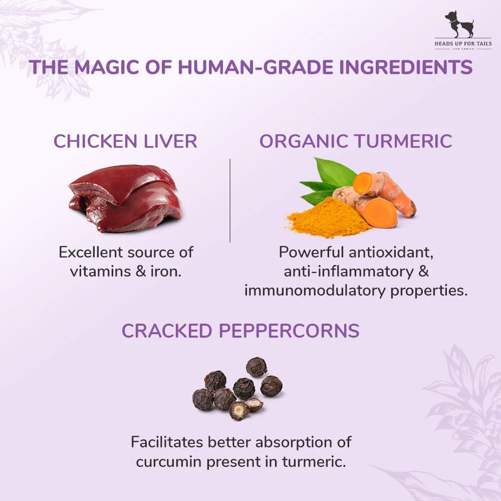 HUFT Sara's Doggie Chicken Liver With Turmeric Dog Treats — side view