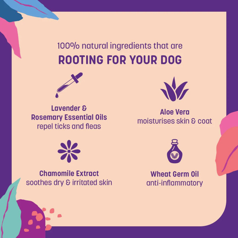 HUFT Sara's Natural Lavender & Rosemary Flea & Tick Relief Shampoo for Dogs — back view