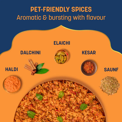 HUFT Sara's Wholesome Flavours Of India Mutton Biryani Dog Wet Food — detail shot