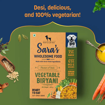 HUFT Sara's Wholesome Flavours Of India Vegetable Biryani Dog Wet Food — in use