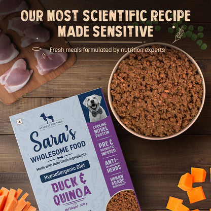 HUFT Sara's Wholesome Hypoallergenic Diet Duck & Quinoa Dog Wet Food — side view