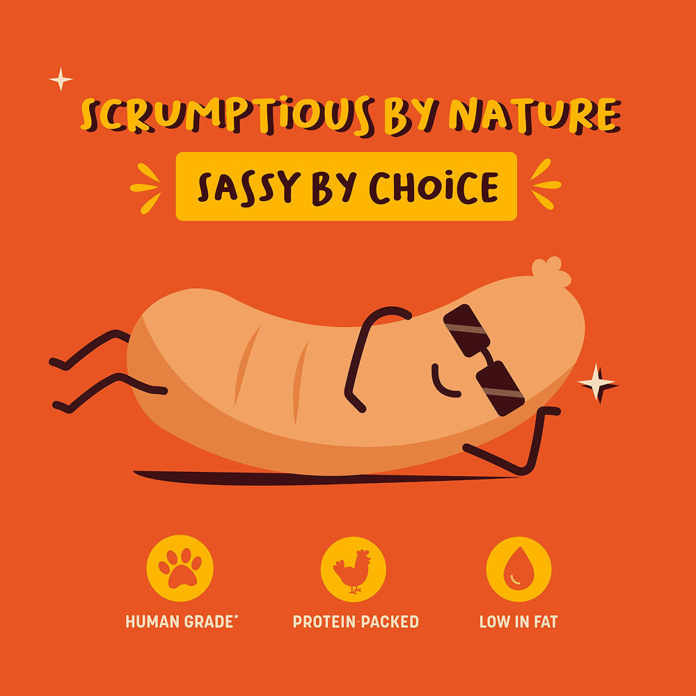 HUFT Sassy Sausage Smokey with Real Chicken Air Dried Treats for Dogs — side view