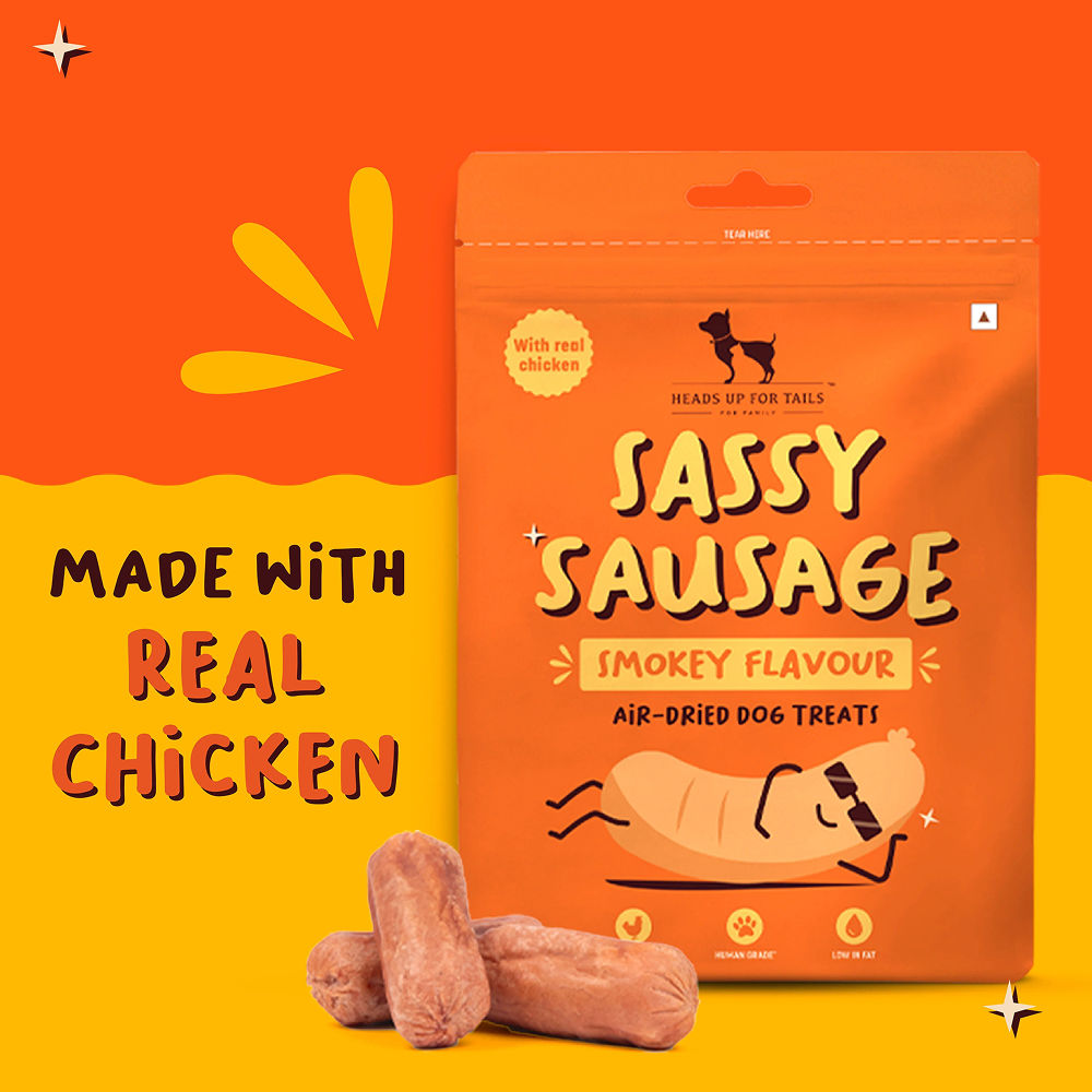 HUFT Sassy Sausage Smokey with Real Chicken Air Dried Treats for Dogs — back view
