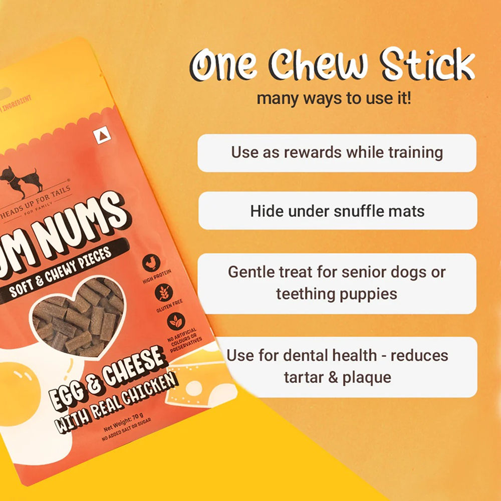 HUFT Yum Nums Egg and Cheese Soft Grain Free Sticks Treat for Dogs — back view