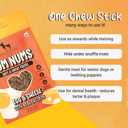 HUFT Yum Nums Egg and Cheese Soft Grain Free Sticks Treat for Dogs — back view