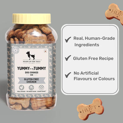 HUFT Yummy in My Tummy Gluten Free Real Chicken Cookies Dog Treats — detail shot