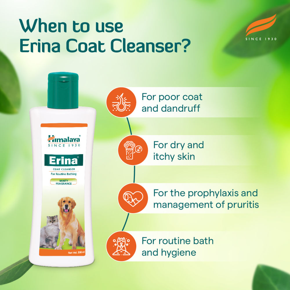 Himalaya Erina Coat Cleanser Shampoo for Dogs and Cats — detail shot