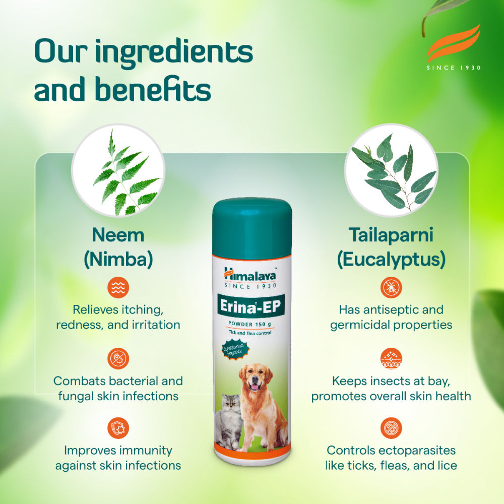 Himalaya Erina EP Flea and Tick Powder for Dogs and Cats — back view
