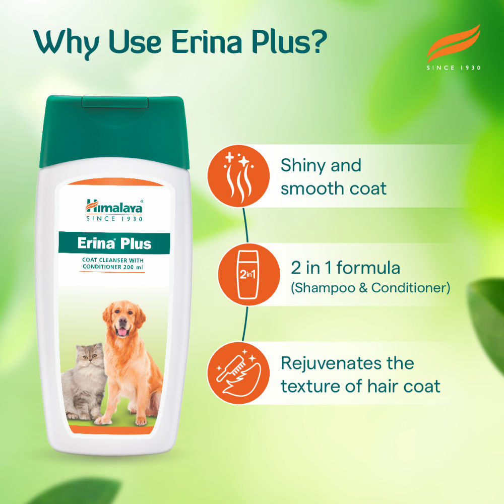 Himalaya Erina Plus Coat Cleanser with Conditioner for Dogs and Cats — in use