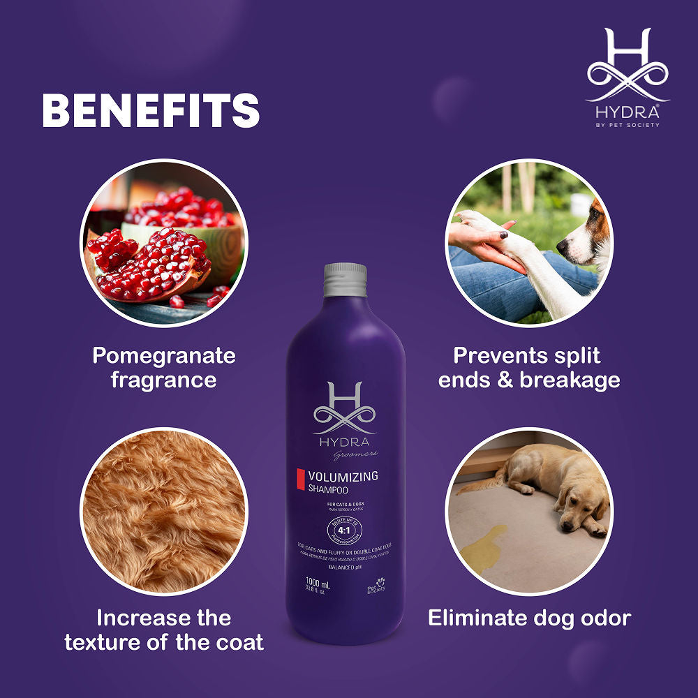 Hydra Groomers Fluffy or Double Coat Volumizing Shampoo for Cats & Dogs — back view