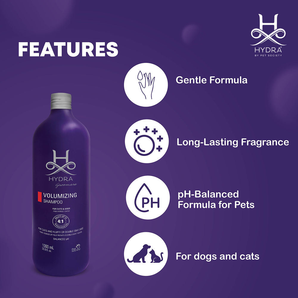 Hydra Groomers Fluffy or Double Coat Volumizing Shampoo for Cats & Dogs — detail shot