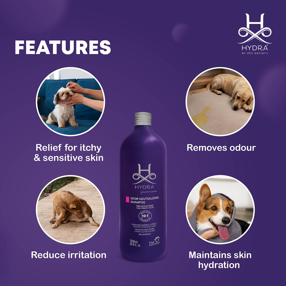 Hydra Groomers Oatmeal Extract Odor Neutralizing Shampoo for Cats & Dogs — side view