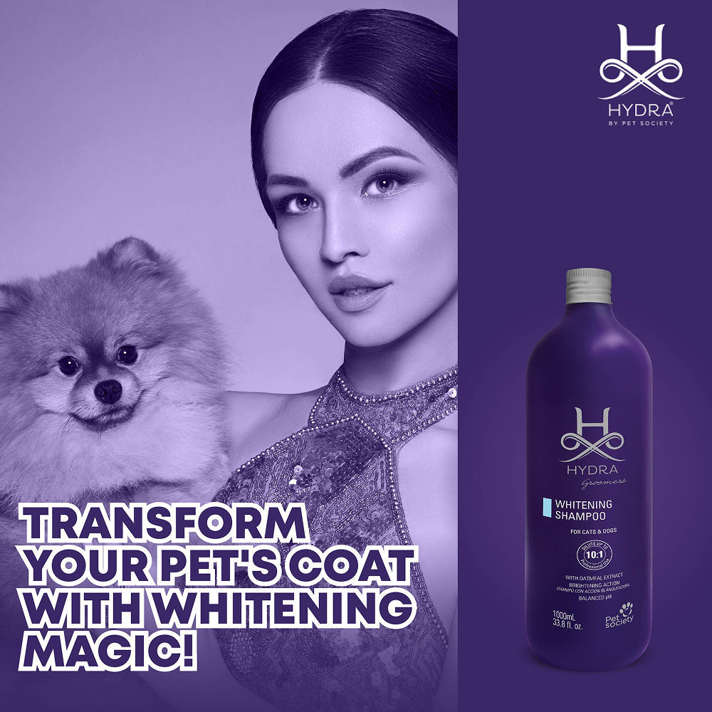 Hydra Groomers Oatmeal Extract Whitening Shampoo for Cats & Dogs — in use