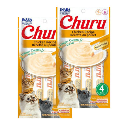 INABA Churu Chicken Creamy Cat Treats — in use