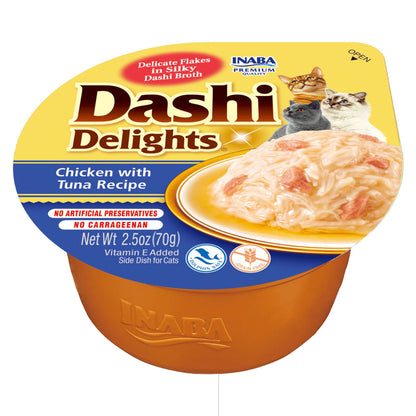 Inaba Dashi Delights Chicken with Tuna Recipe Cat Wet Food — side view