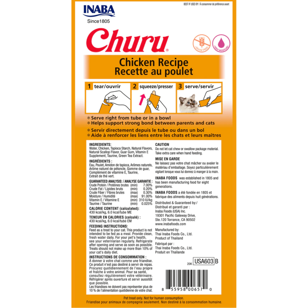 INABA Churu Chicken Creamy Cat Treats — side view