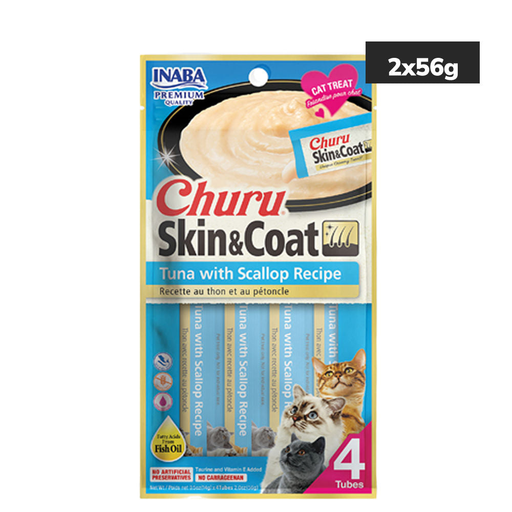 INABA Churu Skin & Coat Tuna with Scallop Cat Treats — back view