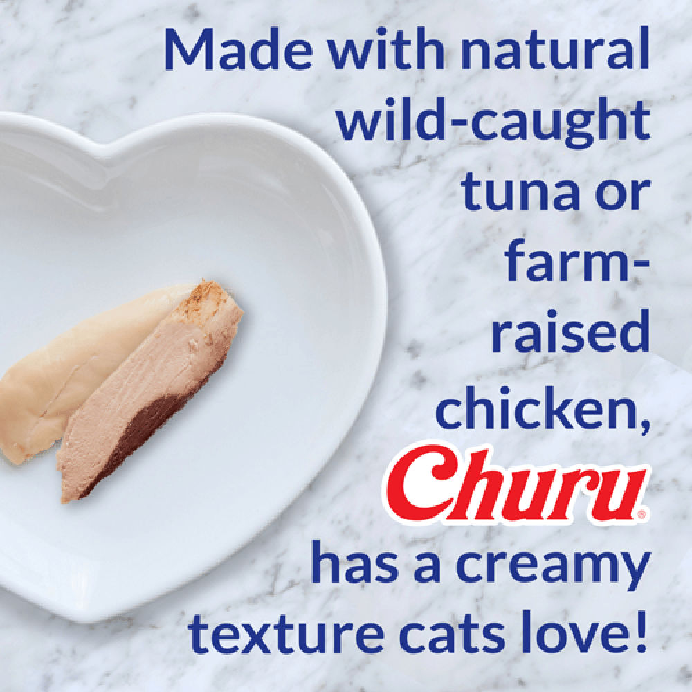 INABA Churu Tuna with Salmon Cat Treats — in use