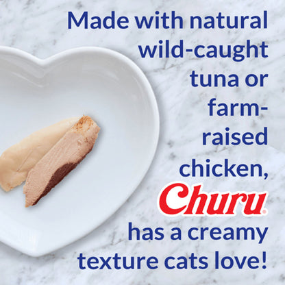 INABA Churu Tuna with Salmon Cat Treats — in use