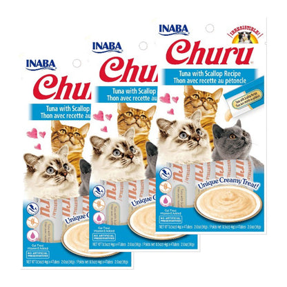 INABA Churu Tuna with Scallop Cat Treats — in use