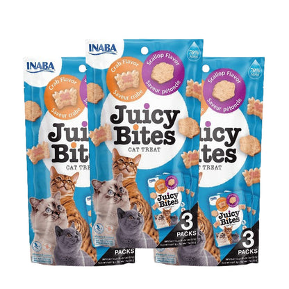 INABA Juicy Bites Scallop and Crab Flavoured Cat Treats — in use