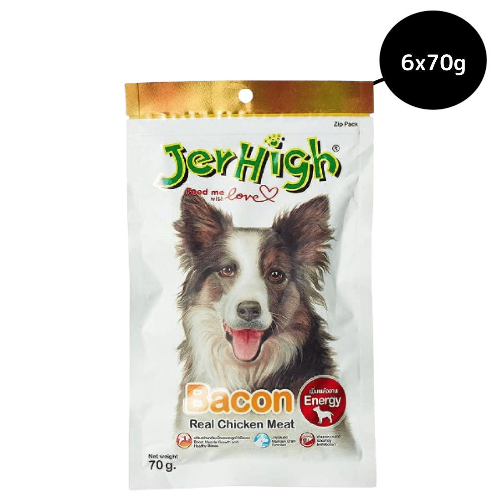 JerHigh Chicken Bacon Dog Treat — in use