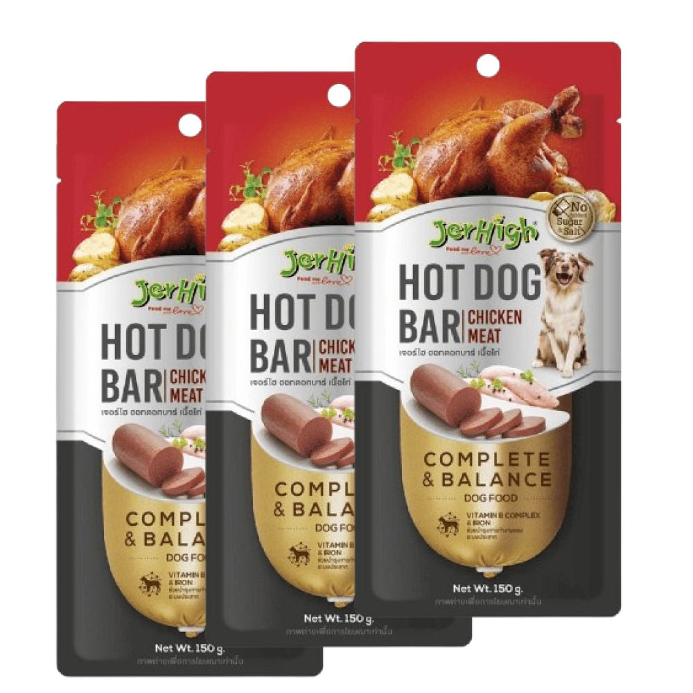 JerHigh Chicken Hot Dog Bar Dog Treats — side view