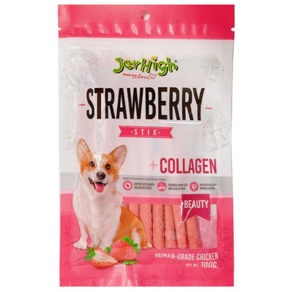 JerHigh Chicken Strawberry Dog Treats — side view