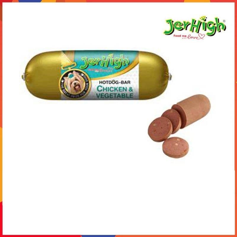 JerHigh Chicken & Vegetable Hot Dog Bar Dog Treats — back view