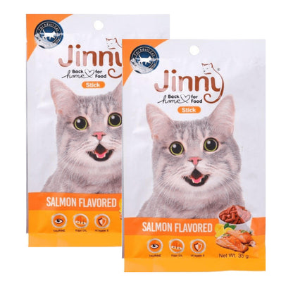 Jinny Salmon Cat Treat — in use