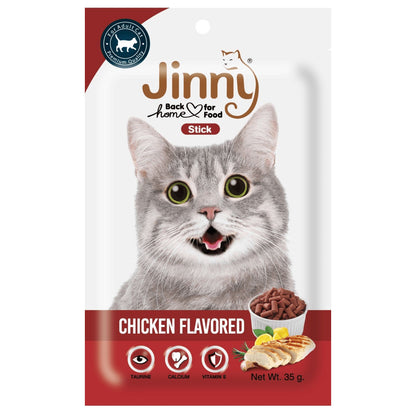 Jinny Chicken Cat Treat — in use