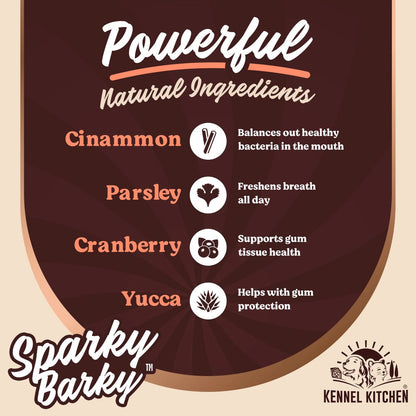 Kennel Kitchen Chicken Sparky Barky Dental Dog Treats — in use