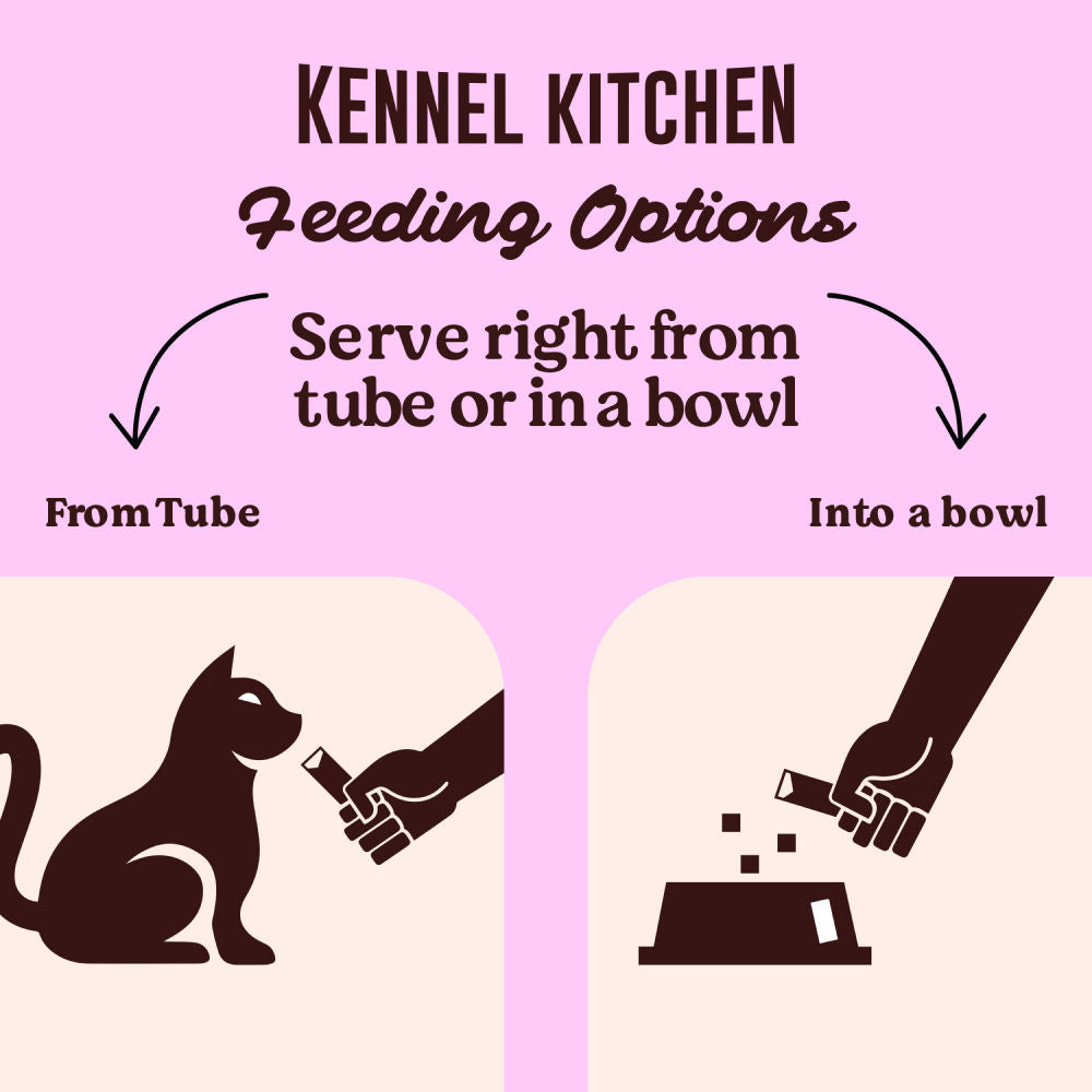 Kennel Kitchen Creameroo Chicken with Mackerel Creamy Cat Treats — in use