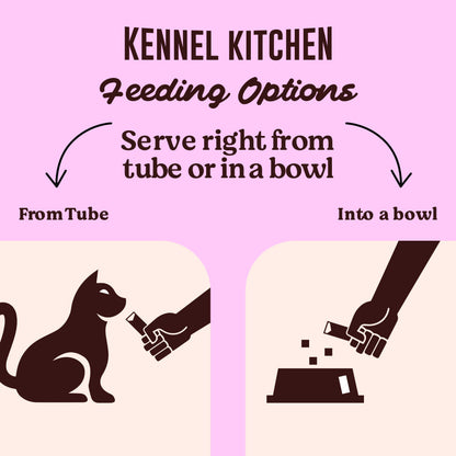 Kennel Kitchen Creameroo Chicken with Mackerel Creamy Cat Treats — in use