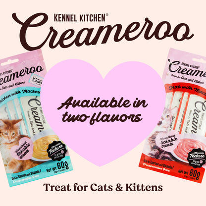 Kennel Kitchen Creameroo Crab with Mackerel Creamy Cat Treats — in use