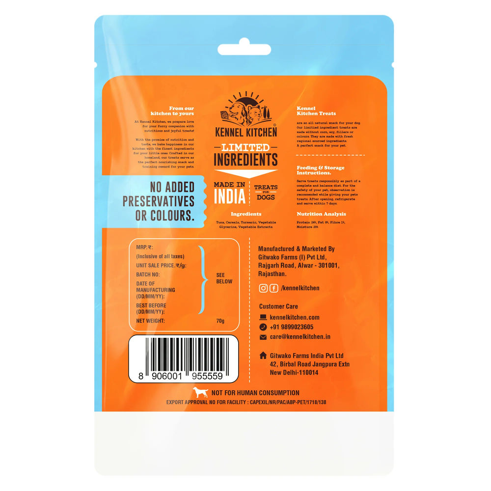 Kennel Kitchen Fish Sticks with Turmeric Dog Treats — back view