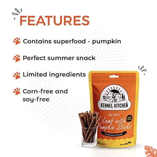 Kennel Kitchen Lamb Sticks with Pumpkin Stick Dog Treats — in use
