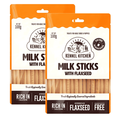 kennel-kitchen-milk-sticks-with-flaxseed-dog-treats 2x100g
