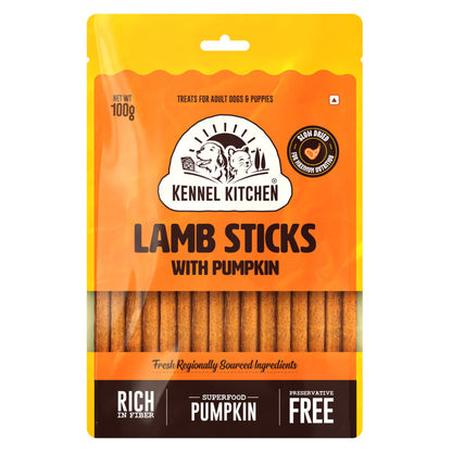 kennel-kitchen-soft-lamb-with-pumpkin-stick-dog-treats 100g